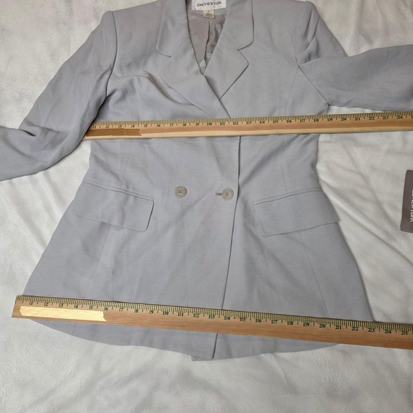 1980s Jones New York Womens Gray Double Breasted Blazer Suit Jacket Size 8 NWT - Picture 3 of 5